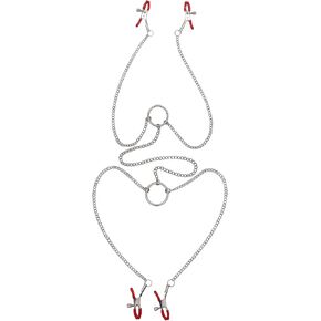 Adjustable Non-Piercing Nipple Clamps Y-Necklace for Women Men Hypoallergenic Body Jewelry with Soft Silicone Pads and Jingle Bell