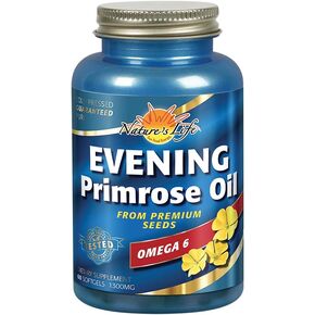 Nature's Life Evening Primrose Oil 1300 mg | PMS and Menopause Balance Support for Women | Skin Health | 60ct