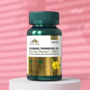 Evening Primrose Oil (1500mg) | High GLA for Hormonal Balance & Skin Health (1 Bottle-120 Softgels-2mo Supply) | Non-GMO, Gluten-Free