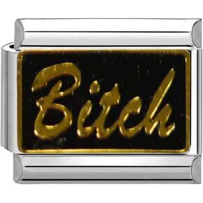 uny uny jewel bold state bitch altician charm 9mm stail steel link - bitch نص التصميم