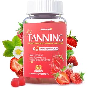 Tanning Gummies for Women,Natural Tanning Supplement- Self Tan Bronzing Supplement That Work Without Sun,Beta-Carotene & Vitamin C & Astaxanthin, Vegan, Non-GMO - -60 Gummies