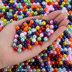 DUQGUHO White Pearl Beads for Crafts 8mm Plastic Pearl Beads with Hole 500PCS Fake Pearls for Wedding Decoration Bulk Pearl for Jewelry Making DIY Bracelet Necklaces Earrings