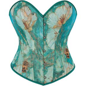 Sexy Corset Tops for Women Renaissance Floral Bustier Overbust Strapless Lingerie Open Back Lace Up Shapewear