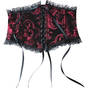 Steampunk Gothic Women's Red Black Brocade Cincher Corset