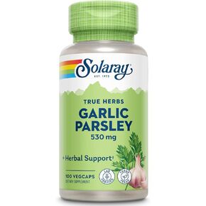 Solaray Garlic Bulb & Parsley Leaf 530mg | الدعم الصحيح لأمراض القلب والأوعية الدموية والمناعة | غير المعدلة وراثيا ، نباتي ومختبر التحقق | 100 VEGCAPS