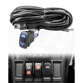 300W 14AWG LED Light Bar Wiring Harness Kit Plug & Play Fit for Polaris RZR General Ranger Pulse Bus Bar, 1 Lead 12V On Off Rocker Waterproof Switch with Pulse Power Bar Plug Connector Relay Fuse