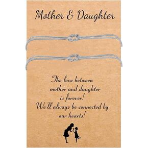 Mother daughter Bracelet,2Pcs Mom And Daughter Bracelets Love Knot Bond Bracelet For Women Gold Snake Chain Infinity Adjustable Bracelet Jewelry Gifts From Mom