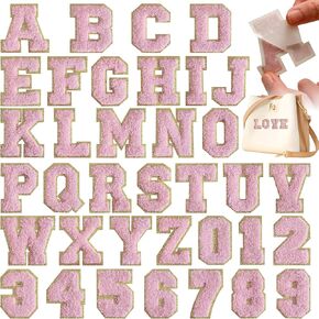 36 Pcs Self Adhesive Chenille Letter Number Patches Set, 2.2 in Iron on Numbers Varsity Letter Patches Stick on Clothes Backpacks Hats Team Uniform(Black)
