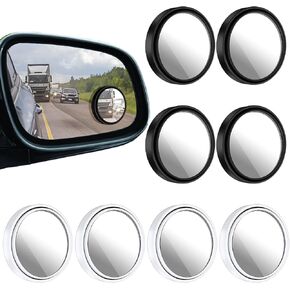 8pcs مرايا البقعة العمياء للسيارة 2 '' جولة خلفية المرايا المحدب 360 درجة الزاوية واسعة المنظر مرآة الزاوية العالمية واسعة مع الإسكان ABS للسيارات العالمية