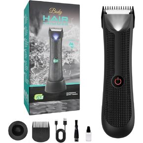 MANSO Body Hair Trimmer for Men, Manscape Groin Hair Groomer, Bikini Trimmer for Women, Electric Razor Shavers for Safe Ceramic Blade Heads, Waterproof Wet/Dry Shaver, Type-C Rechargeable, Black