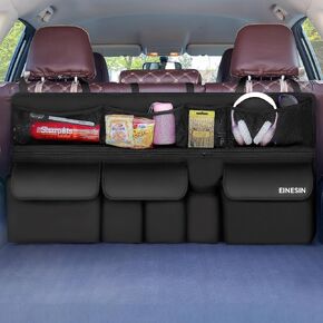 Car Trunk Organizer, Car Boot Organiser, Car Trunk Bag with Strong Elastic, Magic Wand Structure for SUV (black)