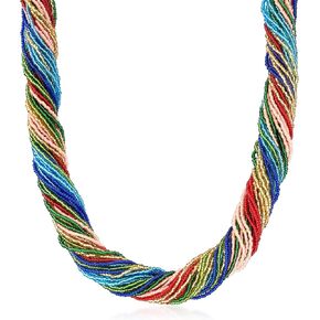 Ross-Simons Italian Multicolored Murano Glass Bead Torsade Necklace With 18kt Gold Over Sterling