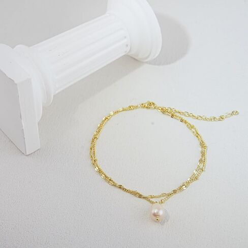 Ankle Bracelets for Women 14K Gold Silver Plated Anklets for Women Waterproof Boho Evil Eye Pearl Charm Pendant Beaded Foot Chain Adjustable Dainty Summer Beach Jewelry Set Gifts Non Tarnish in Saudi Arabia