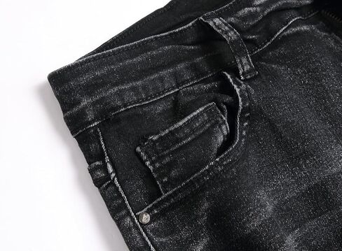 Men's Ripped Skinny Slim Fit Stretch Distressed Destroyed Jeans Denim Pants in Saudi Arabia