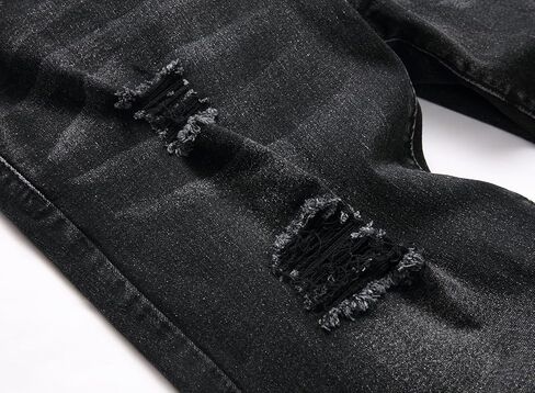 Men's Ripped Skinny Slim Fit Stretch Distressed Destroyed Jeans Denim Pants in Saudi Arabia