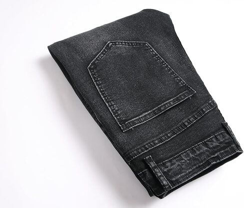 Men's Ripped Skinny Slim Fit Stretch Distressed Destroyed Jeans Denim Pants in Saudi Arabia