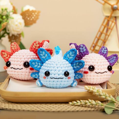 Mewaii Crochet Kit for Beginners, Crochet Animal Kit with Step-by-Step Video Tutorials, Knitting Starter Kit for Kids Adults with 40%+ Pre-Started Yarn Content, DIY Crochet Gifts (Purple Milk Tea) in Saudi Arabia