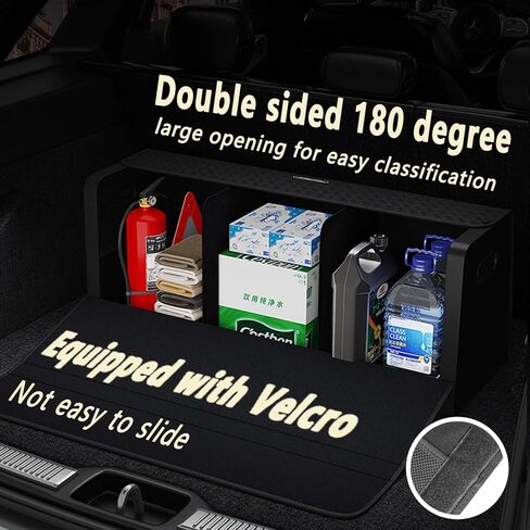 GMQ Car Trunk Organizer لسيارات الدفع الرباعي ومنظمي السيارات والتخزين مع التخزين القابل للطي ، سعة كبيرة لسيارات الدفع الرباعي ، شاحنة ، MPV (نسج أسود) in Kuwait