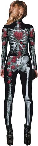 Women Ladies Halloween Cosplay Skull Skeleton Costume Jumpsuits Stretch Skinny Catsuit in Kuwait