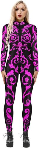 Women Ladies Halloween Cosplay Skull Skeleton Costume Jumpsuits Stretch Skinny Catsuit in Kuwait