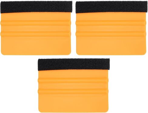 HARFINGTON 3pcs Vinyl Squeegee Felt Edge 4" Squeegee Felt Fabric Decal Vinyl Scraper Car Wallpaper Smoothing Tools Window Privacy Film Glass Tint Squeegee Installation, Yellow in Saudi Arabia