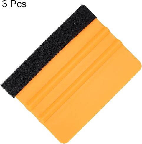 HARFINGTON 3pcs Vinyl Squeegee Felt Edge 4" Squeegee Felt Fabric Decal Vinyl Scraper Car Wallpaper Smoothing Tools Window Privacy Film Glass Tint Squeegee Installation, Yellow in Saudi Arabia