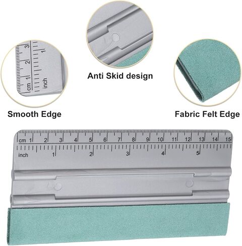 HARFINGTON 3pcs Vinyl Squeegee Felt Edge 6" Squeegee Felt Fabric Decal Vinyl Scraper with Ruler Measuring Car Wallpaper Smoothing Window Privacy Film Glass Tint Installation, Grey in Saudi Arabia