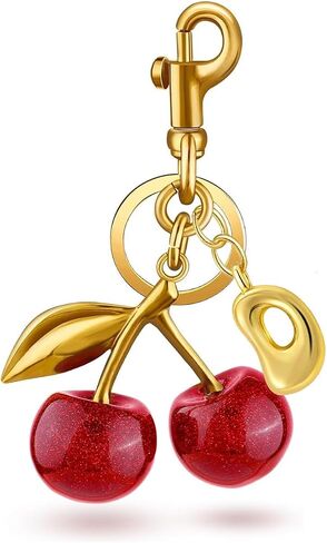 Cherry Purse Charm Bag Charms - Cute Keychain For Women Tote Handbags Accessories Gold Bubble Initial Key chains Set in Saudi Arabia
