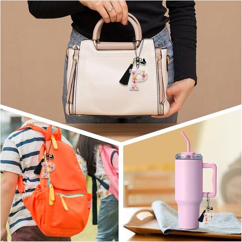 Oubaka Letter Charm Accessories for Stanley Cup, Butterfly Tassel Initial Chain Cute Initial Letter Charms for Backpacks in Kuwait