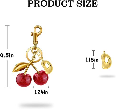 Cherry Purse Charm Bag Charms - Cute Keychain For Women Tote Handbags Accessories Gold Bubble Initial Key chains Set in Saudi Arabia