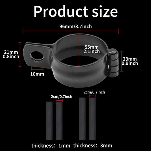 2 PCS Motorcycle Turn Signal Light Tube Bracket Mount - Metal Tube Clamp for 10mm Hole Non-Slip Rubber, Rain Resistant, Perfect for Light Bar Mount (55mm-black) in Saudi Arabia