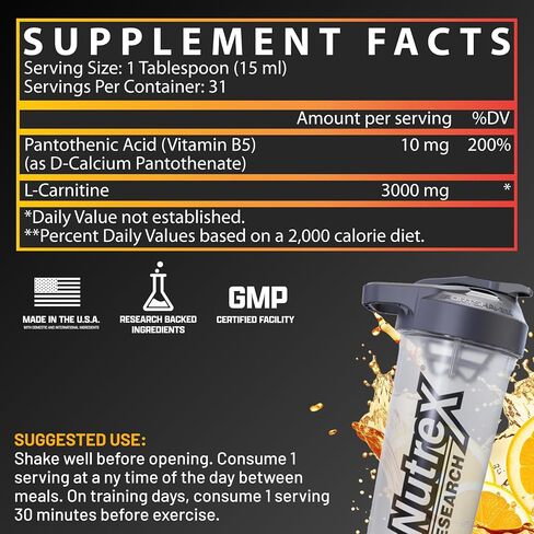Nutrex Research Liquid Carnitine 3000 | Premium Liquid Carnitine, Stimulant Free, 31srv Oz (Lunar Pop) in Saudi Arabia