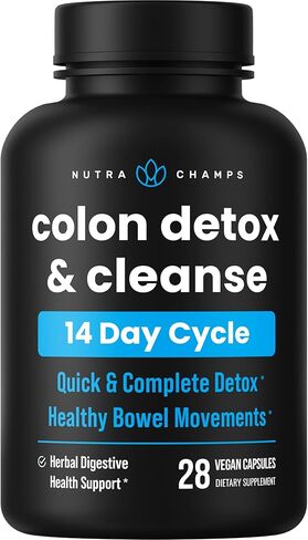 NutraChamps Colon Cleanse & Detox for Weight Loss [14 Day Quick Cleanser] Safe & Effective Formula with Probiotic & Digestive Enzymes for Constipation Relief in Saudi Arabia