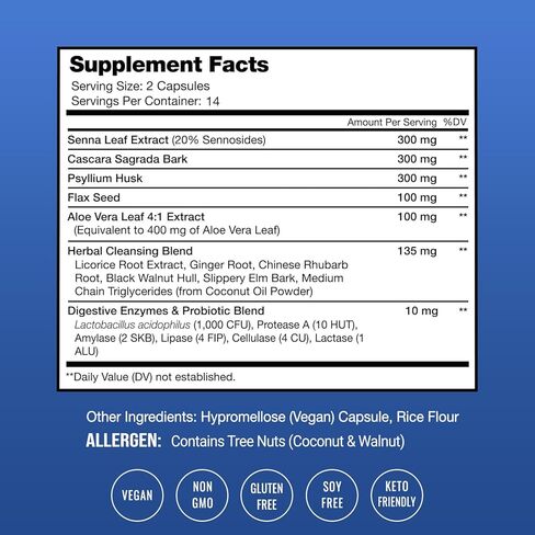NutraChamps Colon Cleanse & Detox for Weight Loss [14 Day Quick Cleanser] Safe & Effective Formula with Probiotic & Digestive Enzymes for Constipation Relief in Saudi Arabia