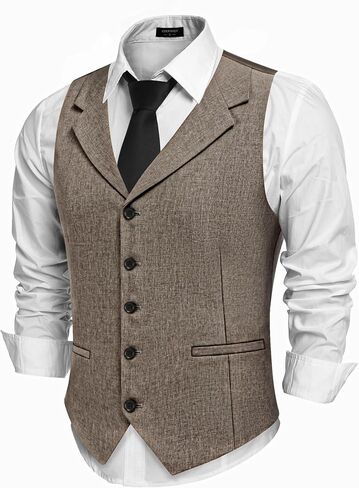 COOFANDY Men's Suit Vests Slim Fit Waistcoat Notch Lapel Casual Formal Vest in Saudi Arabia