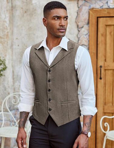 COOFANDY Men's Suit Vests Slim Fit Waistcoat Notch Lapel Casual Formal Vest in Saudi Arabia