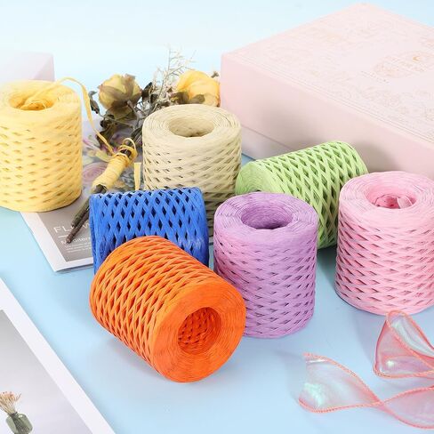 MECCANIXITY Raffia Paper Craft Rope Ribbon Packing Paper Rope 219 Yards Length Handmade Blue for DIY Decoration Gift Packaging in Saudi Arabia
