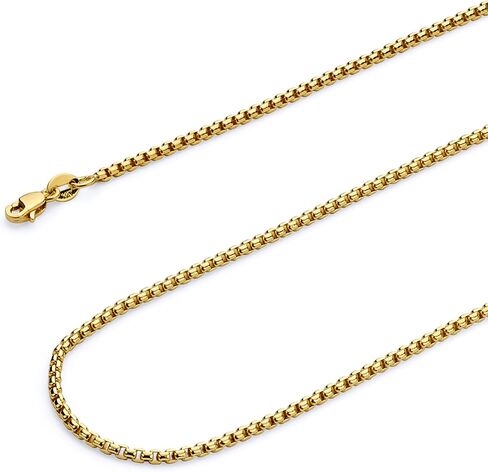 Wellingsale 14K Hollow Gold Round Box Chains (Select Options) in Saudi Arabia