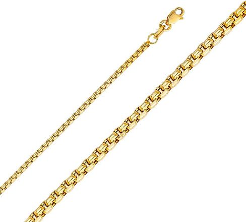 Wellingsale 14K Hollow Gold Round Box Chains (Select Options) in Saudi Arabia