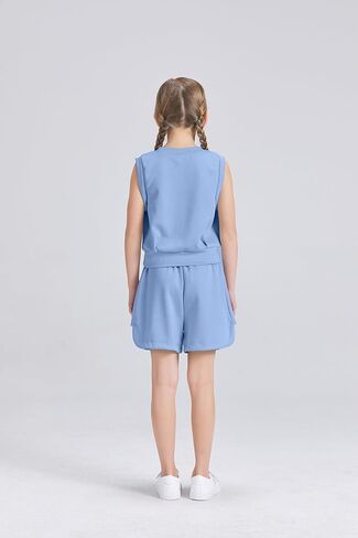 Girls 2 Piece Outfits 2025 Trendy Clothes Summer Cute Sleeveless Tops Shorts Clothing Sets Activewear in Kuwait