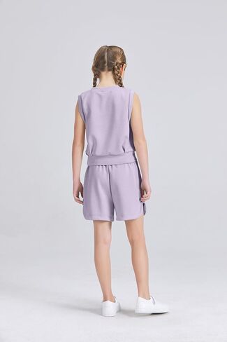 Girls 2 Piece Outfits 2025 Trendy Clothes Summer Cute Sleeveless Tops Shorts Clothing Sets Activewear in Saudi Arabia