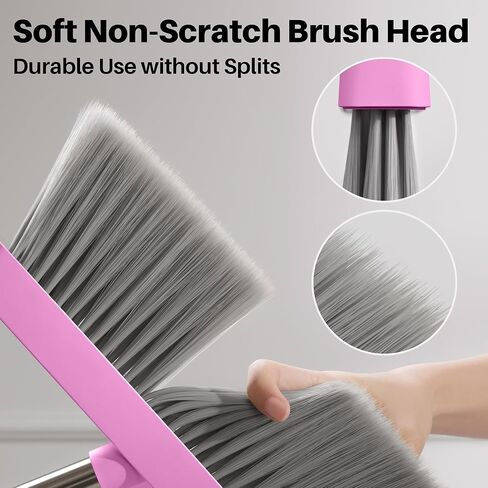 مجموعة مكنسة ومجارف JOYMOOP، مكانس قائمة منتصبة للكنس في الداخل، خفيفة الوزن من الفولاذ المقاوم للصدأ يمكن تعليقها على الحائط، مناسبة لشعر الحيوانات الأليفة والسجاد والأرضيات in Kuwait