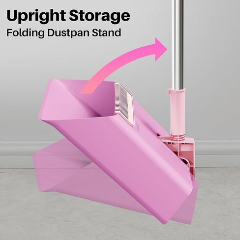 مجموعة مكنسة ومجارف JOYMOOP، مكانس قائمة منتصبة للكنس في الداخل، خفيفة الوزن من الفولاذ المقاوم للصدأ يمكن تعليقها على الحائط، مناسبة لشعر الحيوانات الأليفة والسجاد والأرضيات in Kuwait