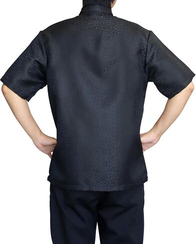 RaanPahMuang Short Sleeve Northern Thai Silk Weave Mens Shirt European Collar in Saudi Arabia