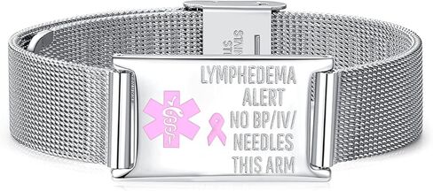 Lymphedema Alert bracelet Adjustable Stainless Steel no bp no needles bracelet for women Emergency breast cancer medical bracelets in Saudi Arabia