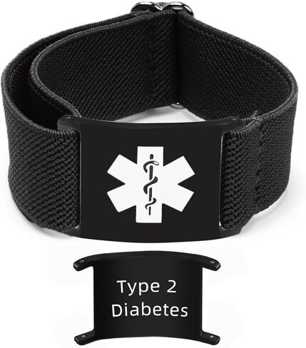 Sport Medical Alert Bracelets for Women Men - Engraved Medic Info Adjustable Nylon Emergency Awareness Medical ID Bracelet Wristband Durable Diabetes in Saudi Arabia