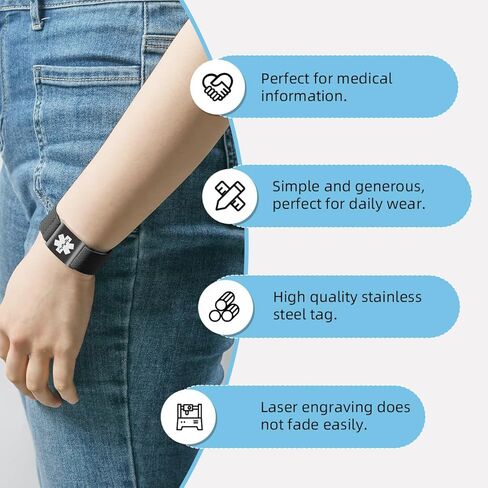 Sport Medical Alert Bracelets for Women Men - Engraved Medic Info Adjustable Nylon Emergency Awareness Medical ID Bracelet Wristband Durable Diabetes in Saudi Arabia
