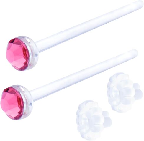 Jewelry Stud Earrings for Women Tempered Glass Hypoallergenic Rhinestone Clear 20G 18G 16G Retainer Body Piercing for First Second Earrings Every Day Use Silicone in Kuwait