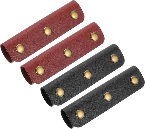 uxcell 4Pcs Handbag Handle Cover, PU Leather Luggage Handle Wraps, Luggage Grip Protector for Purse Tote Bag Suitcase, Black/Light Brown in Saudi Arabia