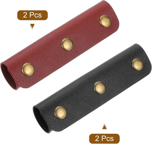 uxcell 4Pcs Handbag Handle Cover, PU Leather Luggage Handle Wraps, Luggage Grip Protector for Purse Tote Bag Suitcase, Black/Light Brown in Saudi Arabia